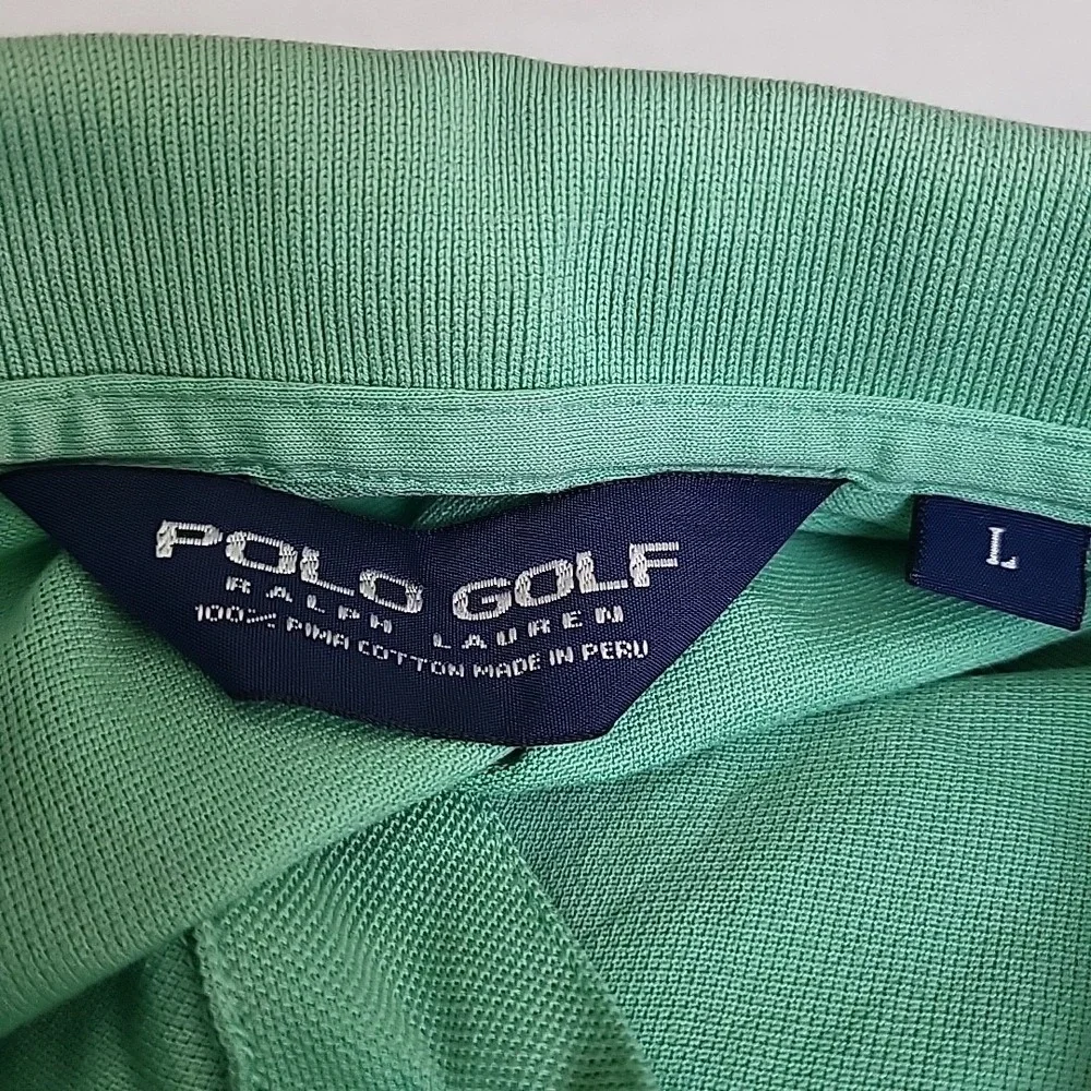 Polo Ralph Lauren Shirt Mens Large Green 100% Pima Cotton‎ Country Club Logo